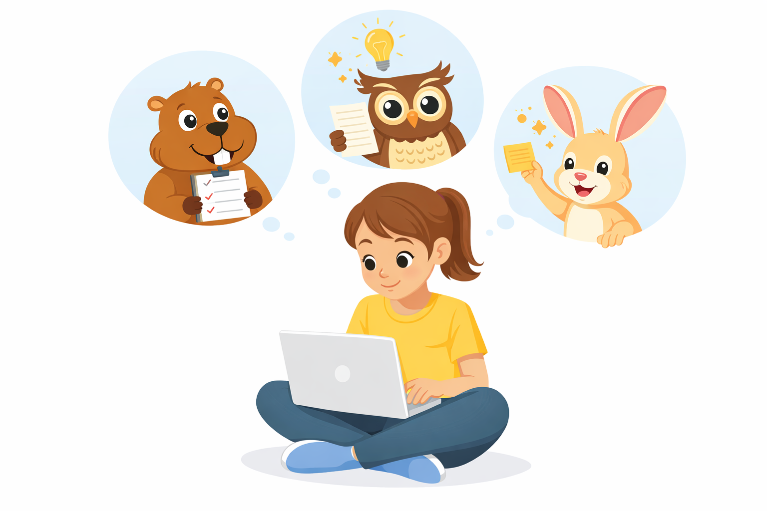 Student with laptop and animal counselors